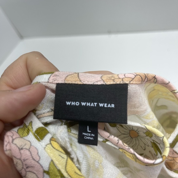 Who What Wear Linen Pastel Pink and Green Floral Maxi Dress - Picture 7 of 7